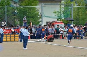 長野県消防ポンプ操法・ラッパ吹奏大会の様子