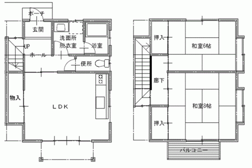 一日市場平面図（2LDK）