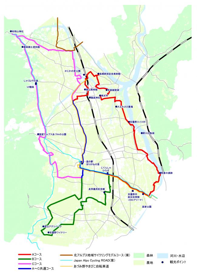 安曇野市自転車ネットワーク計画選定路線