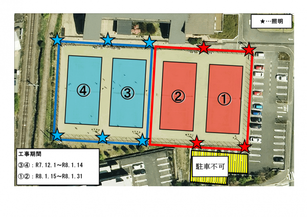 穂高総合体育館テニスコート配置図