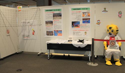 ロビー展の様子（バレーボール、テコンドー）