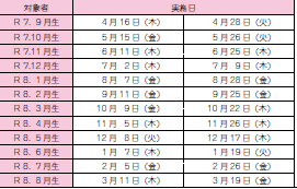 令和8年度離乳食教室日程