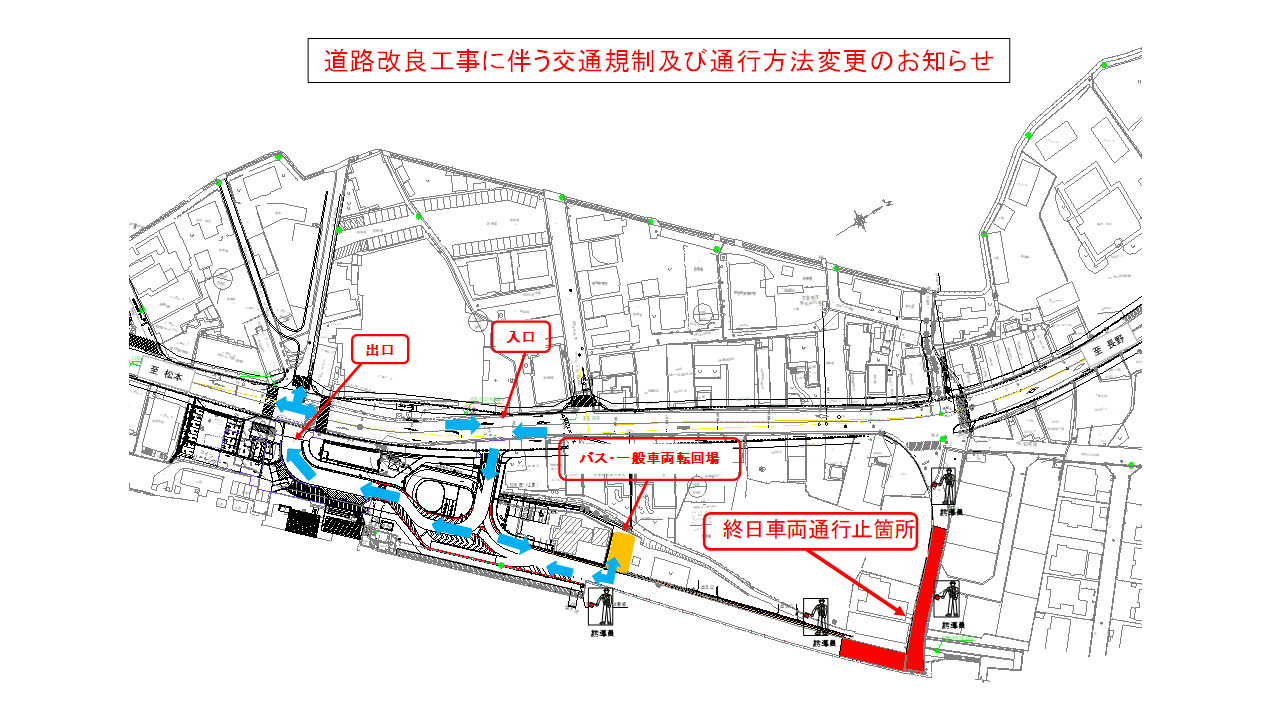 明科駅前の通行方法変更イメージ図